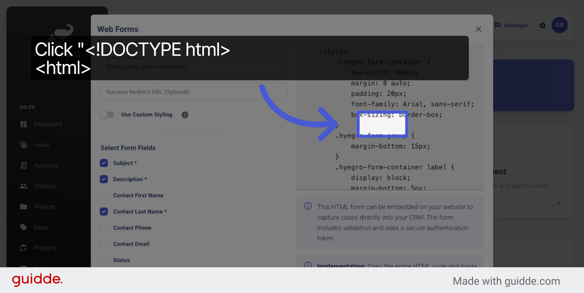 View Generated HTML Code