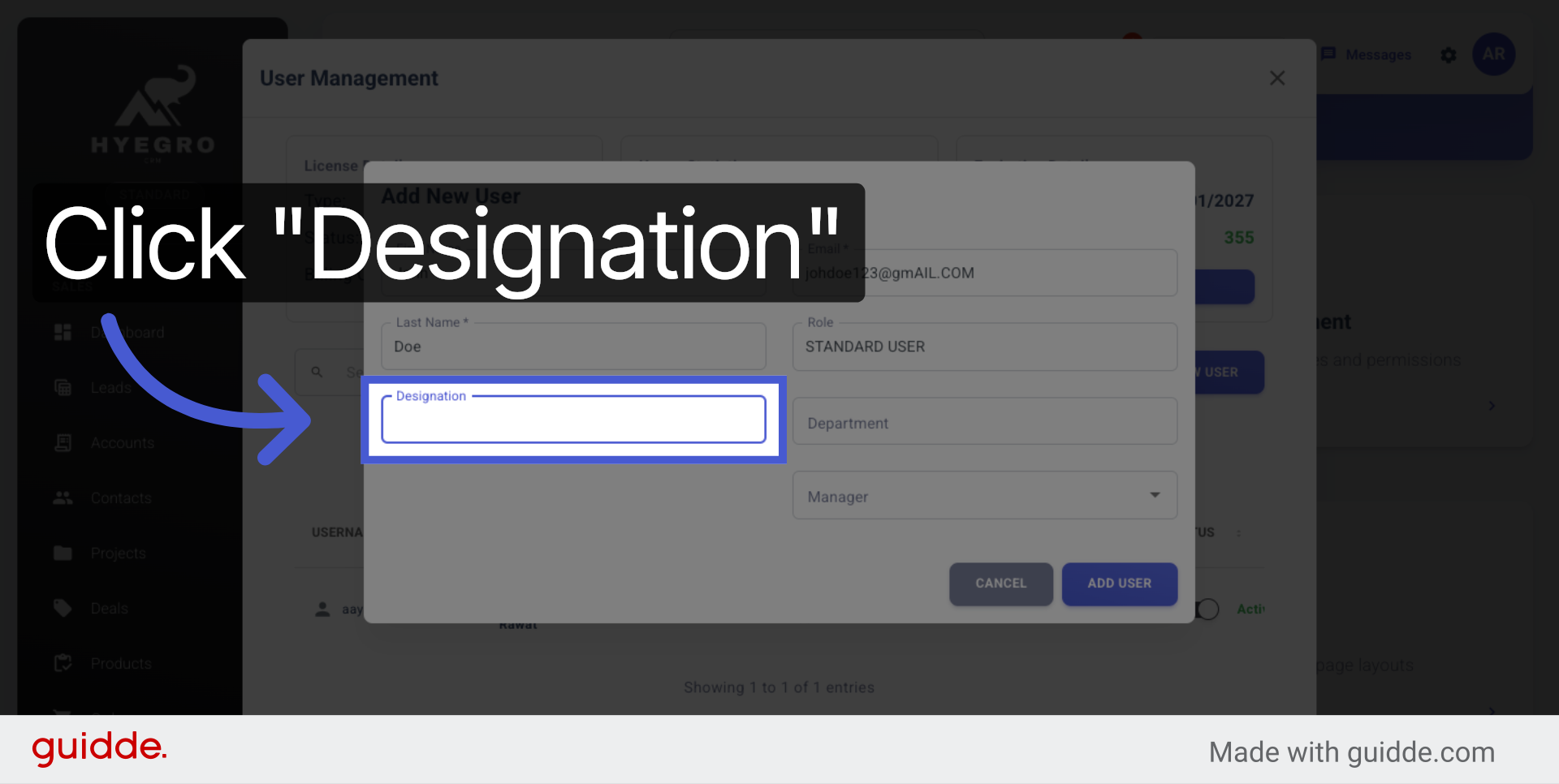 Select Designation Field