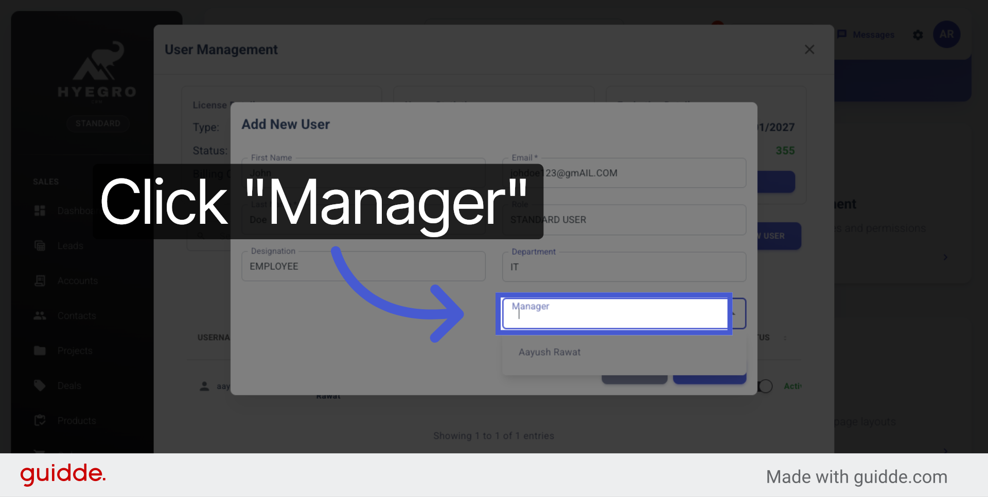 Open Manager Selection