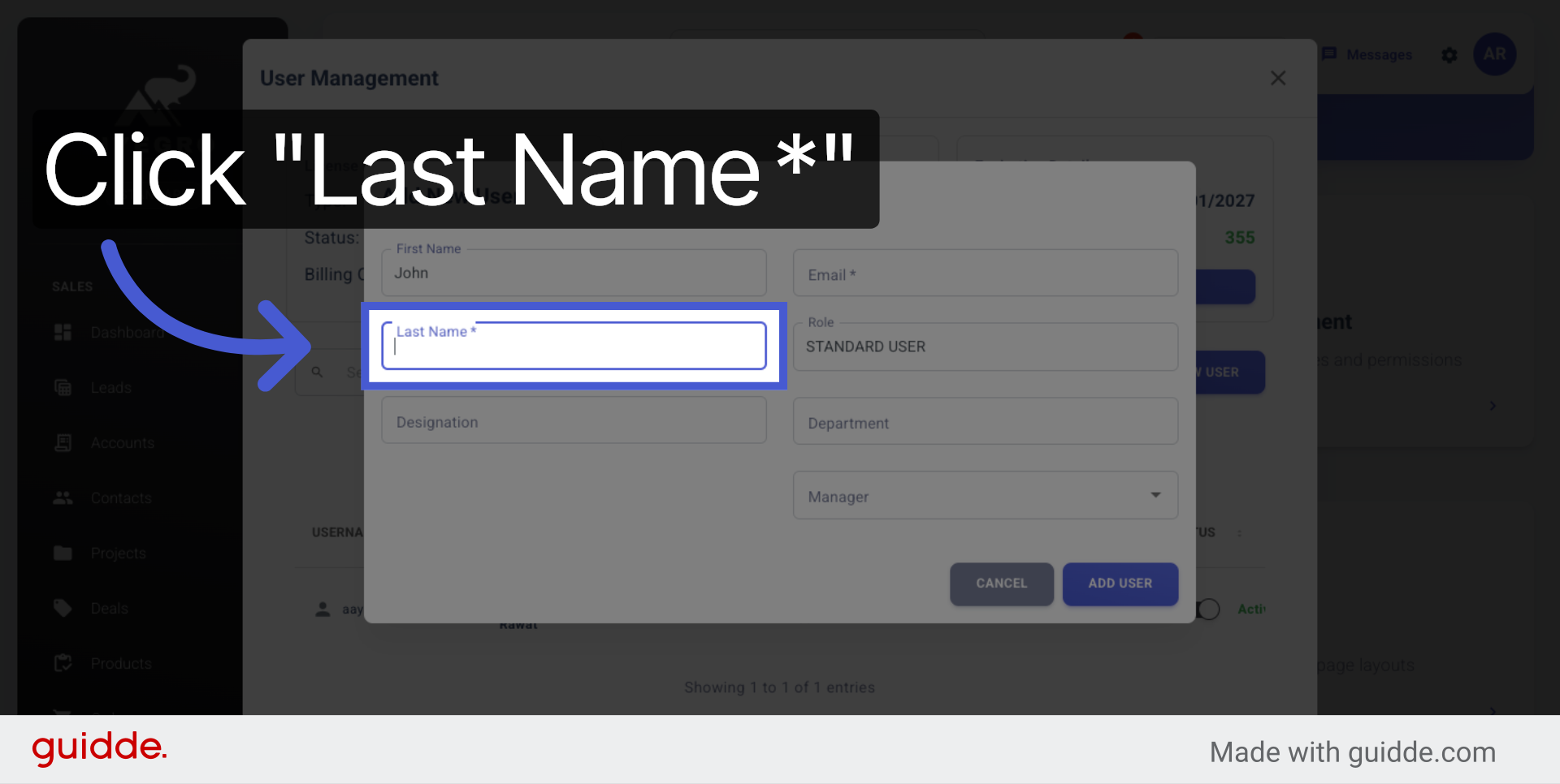 Select Last Name Field
