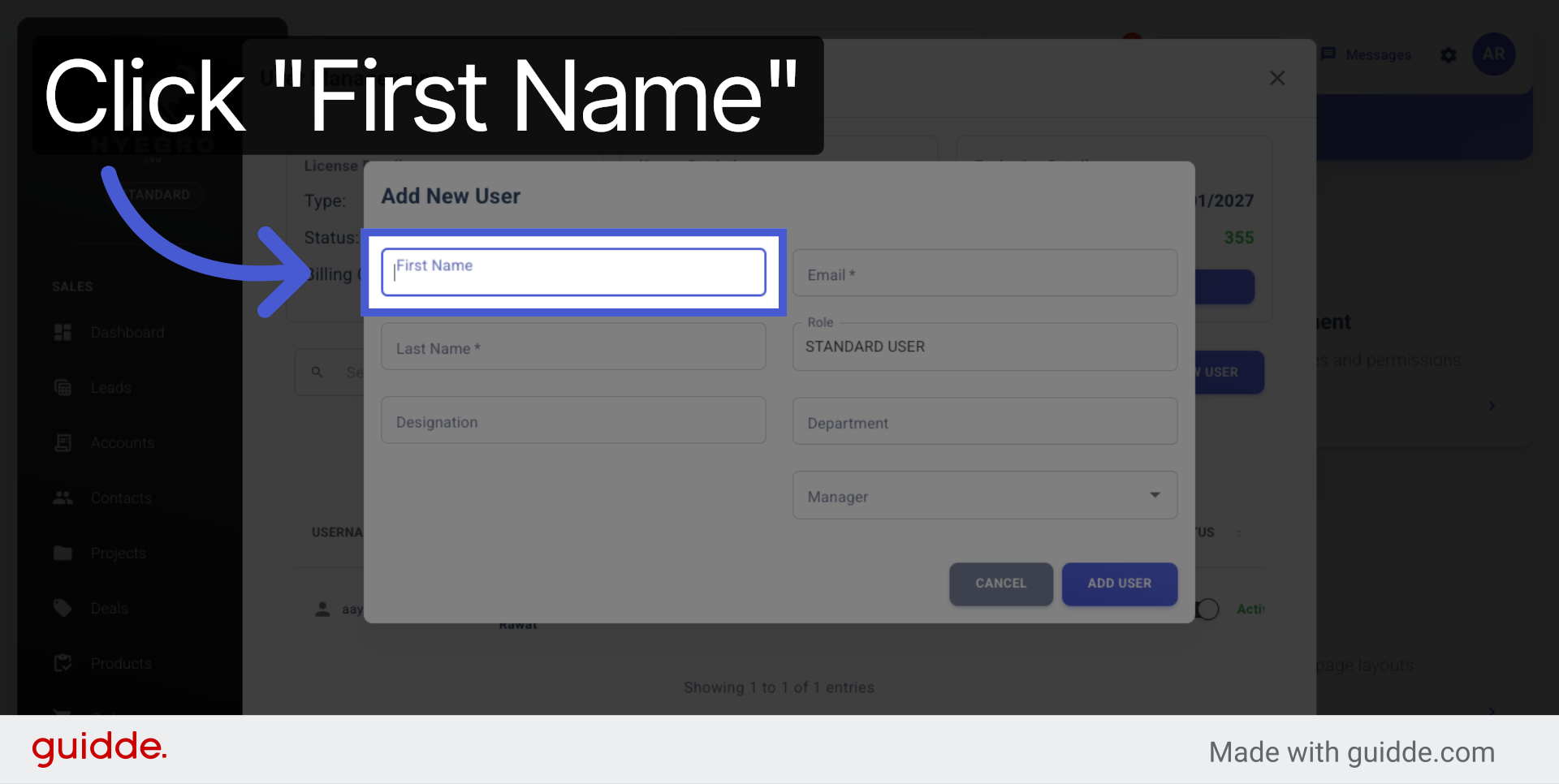 Select First Name Field