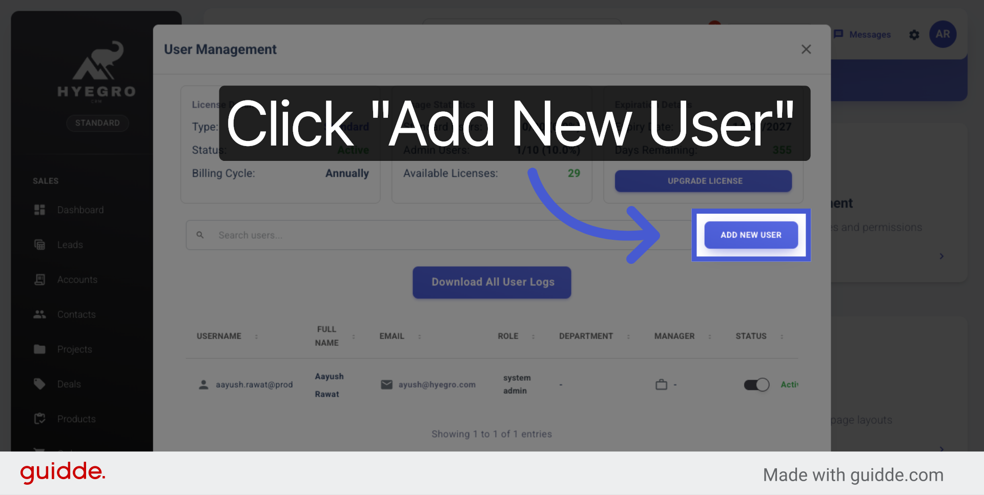 Initiate New User Addition