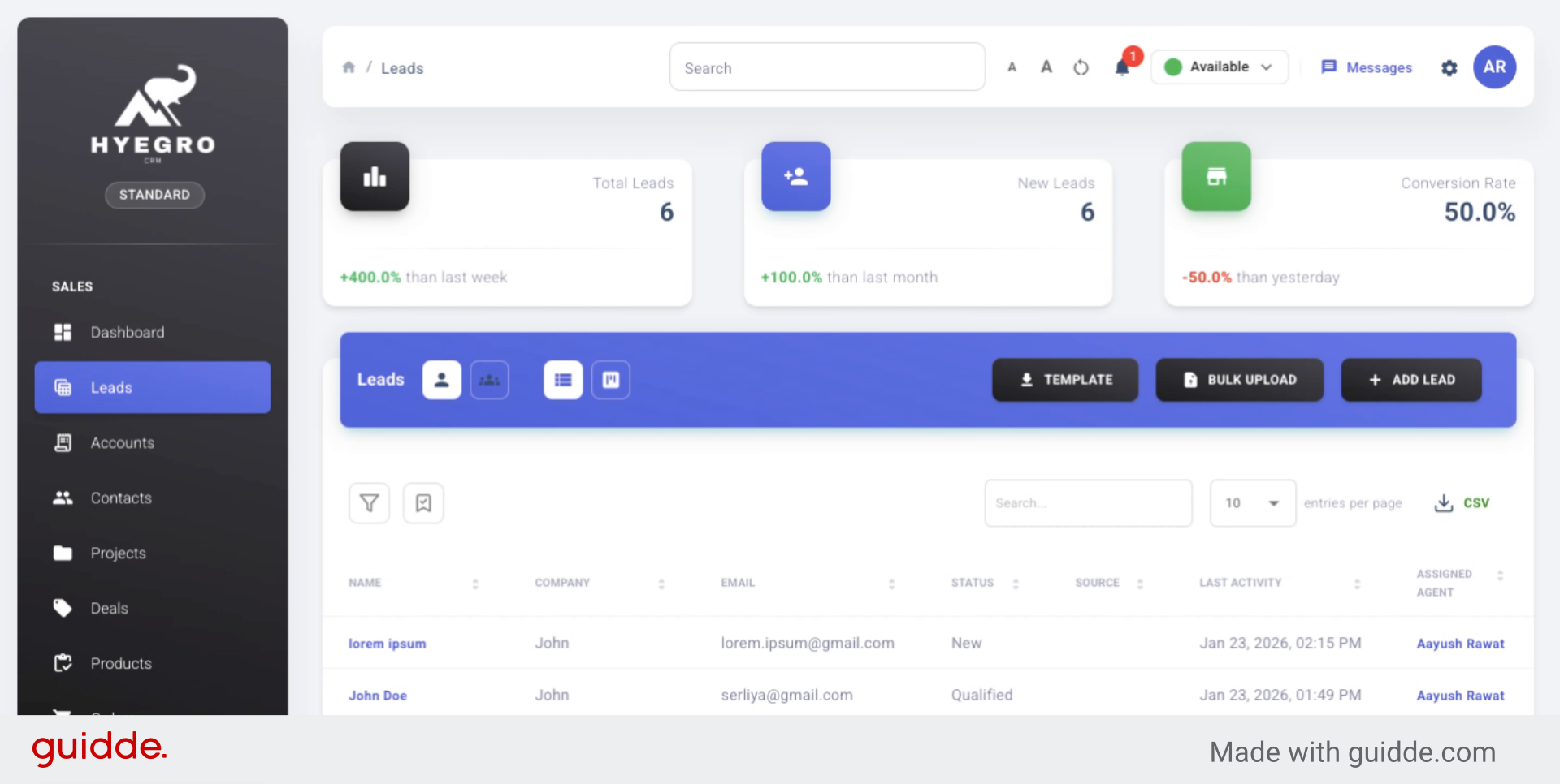 Select Leads CSV File