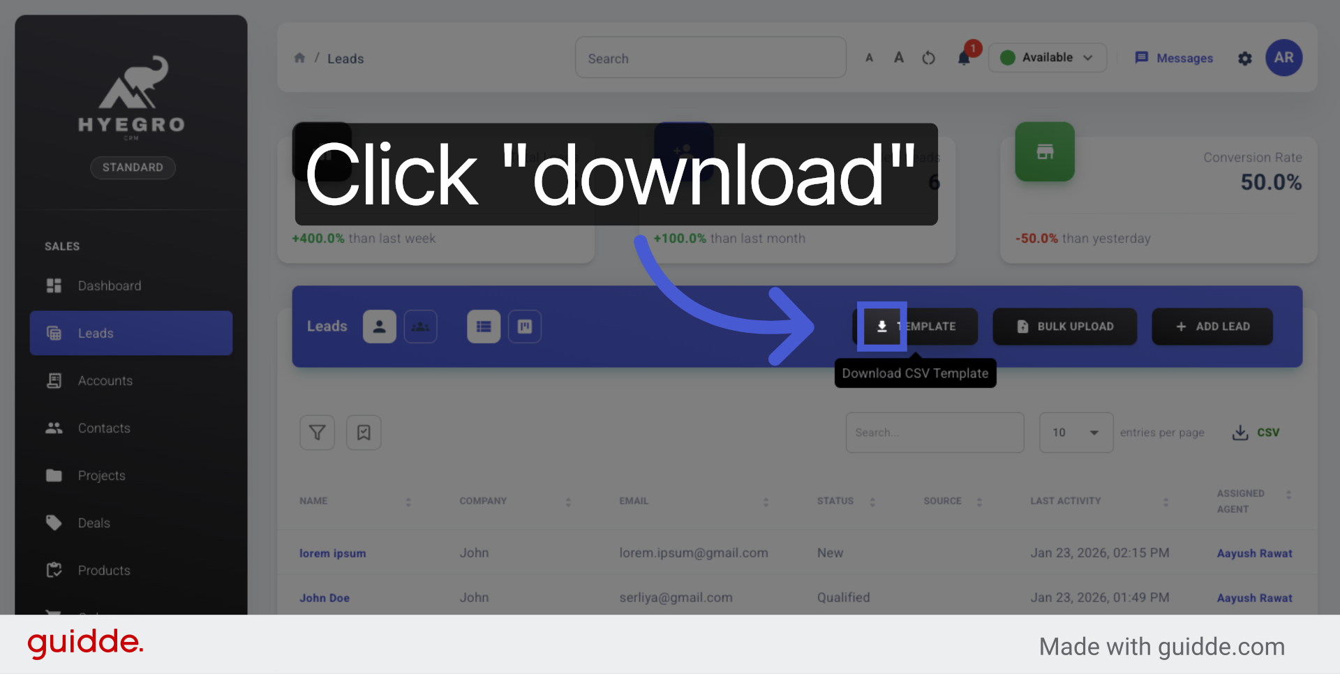 Download Leads Template