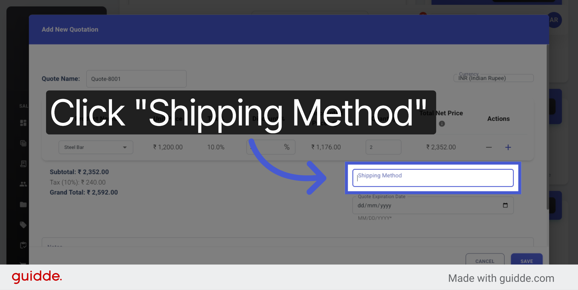 Select Shipping Method