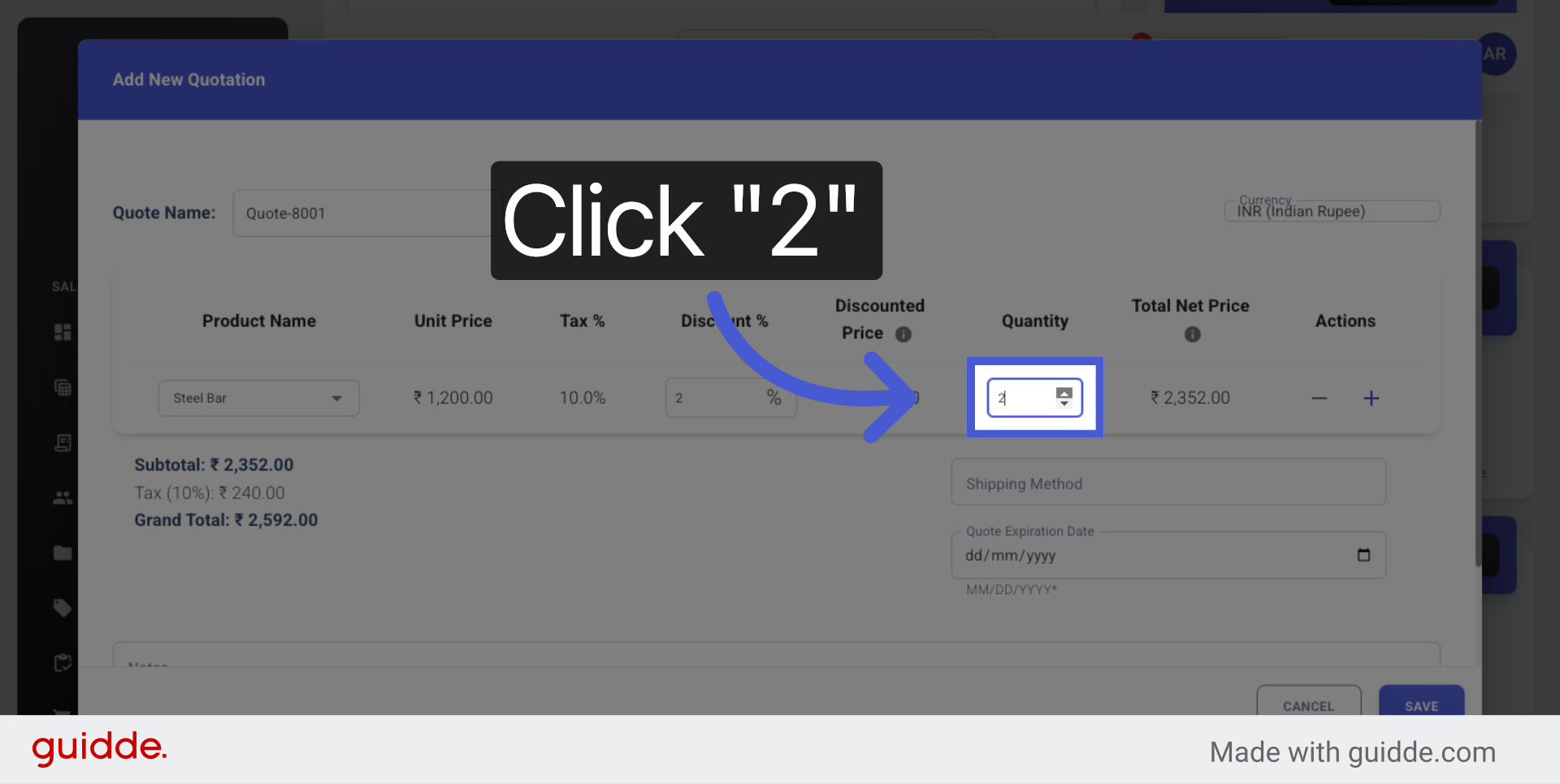 Finalize Quantity Input