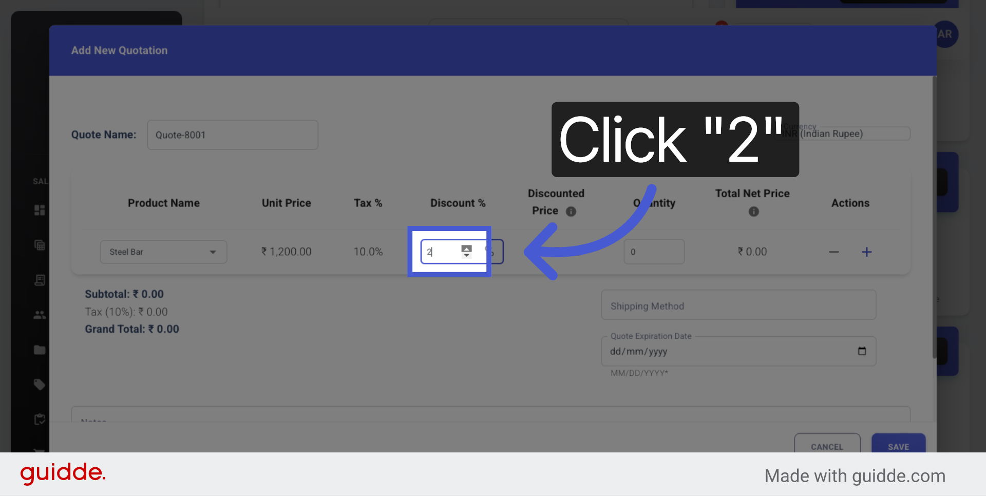 Adjust Quantity Value