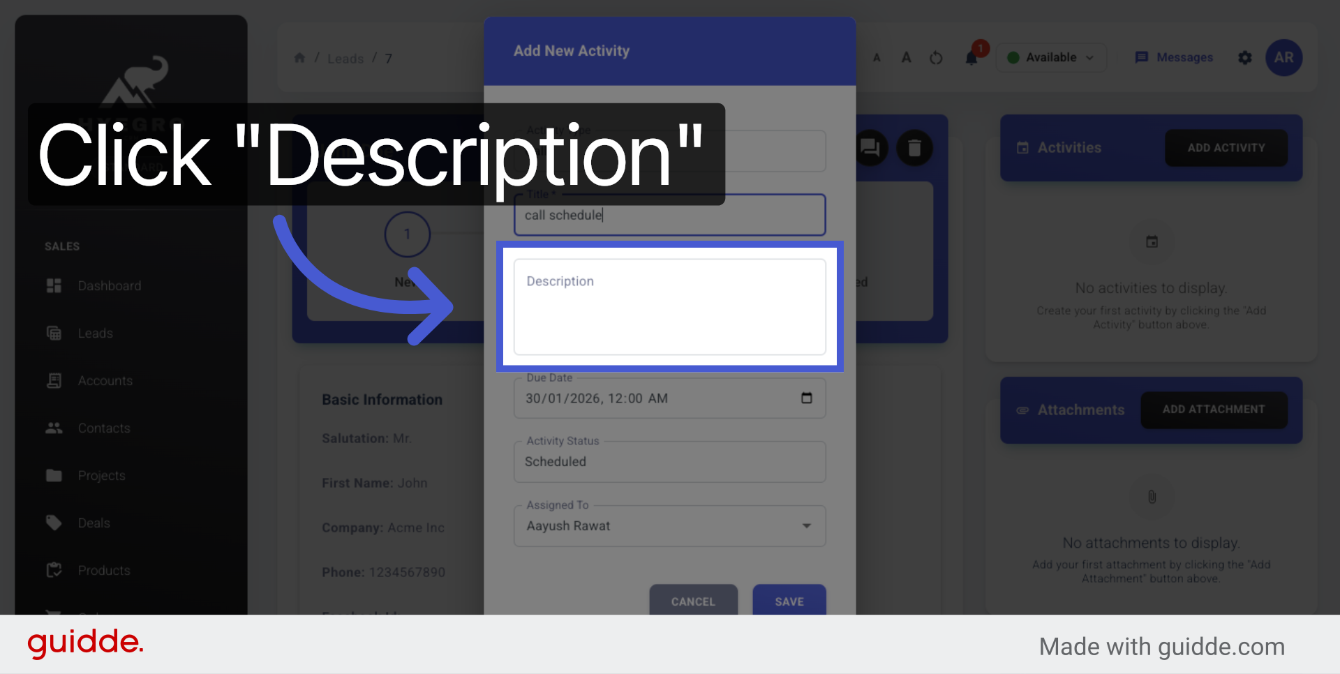 Access Description Field