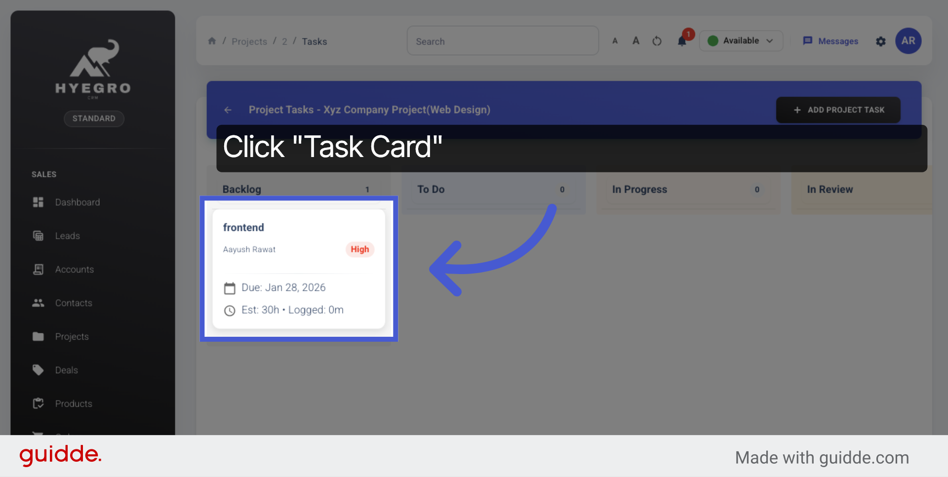 Select Specific Task Card