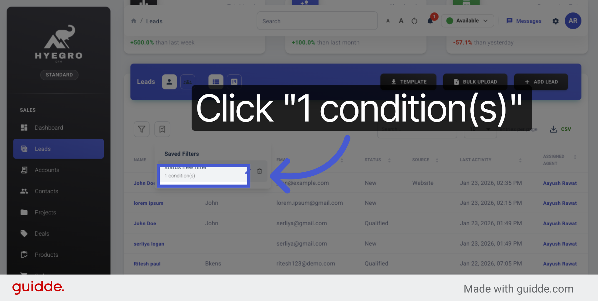 View Filter Conditions