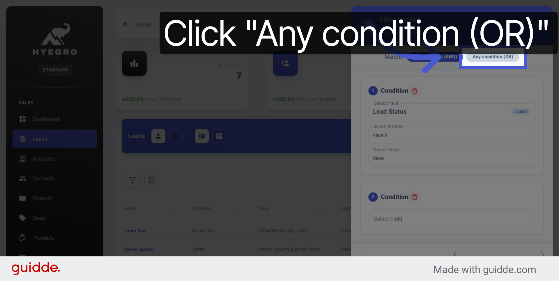 Select Any Condition (OR)