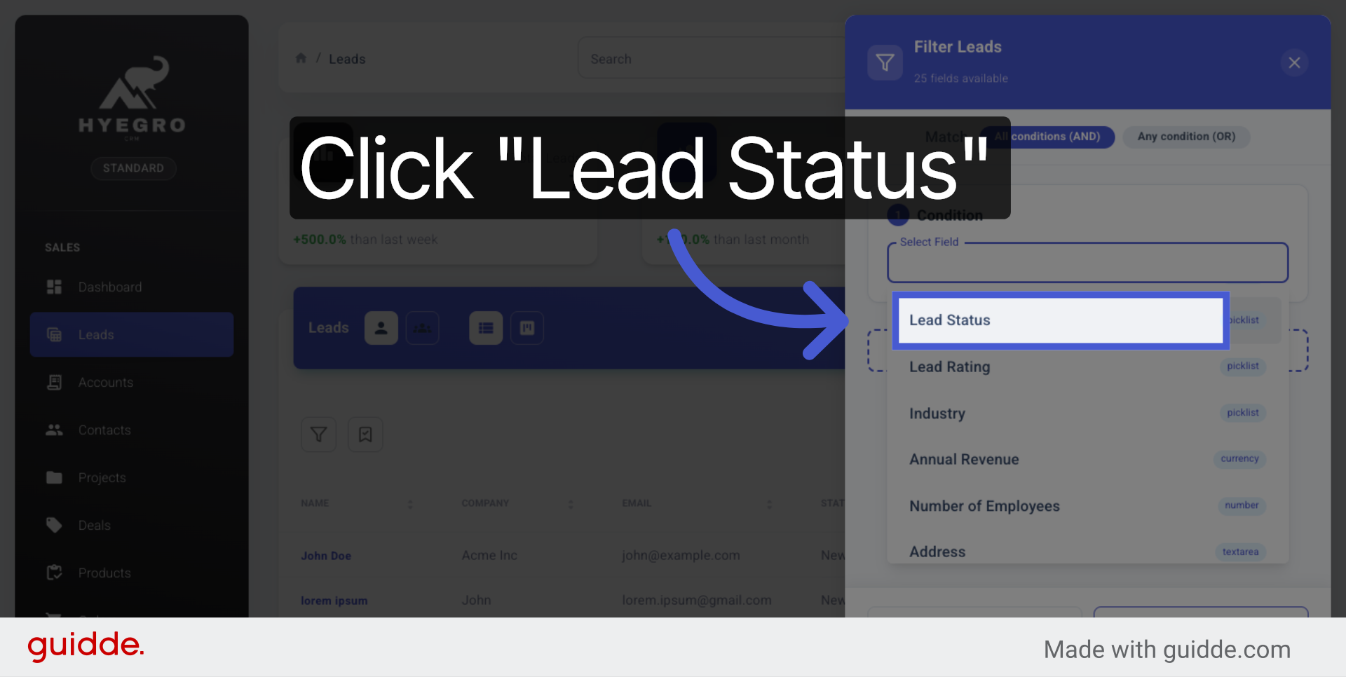 Select Lead Status Field