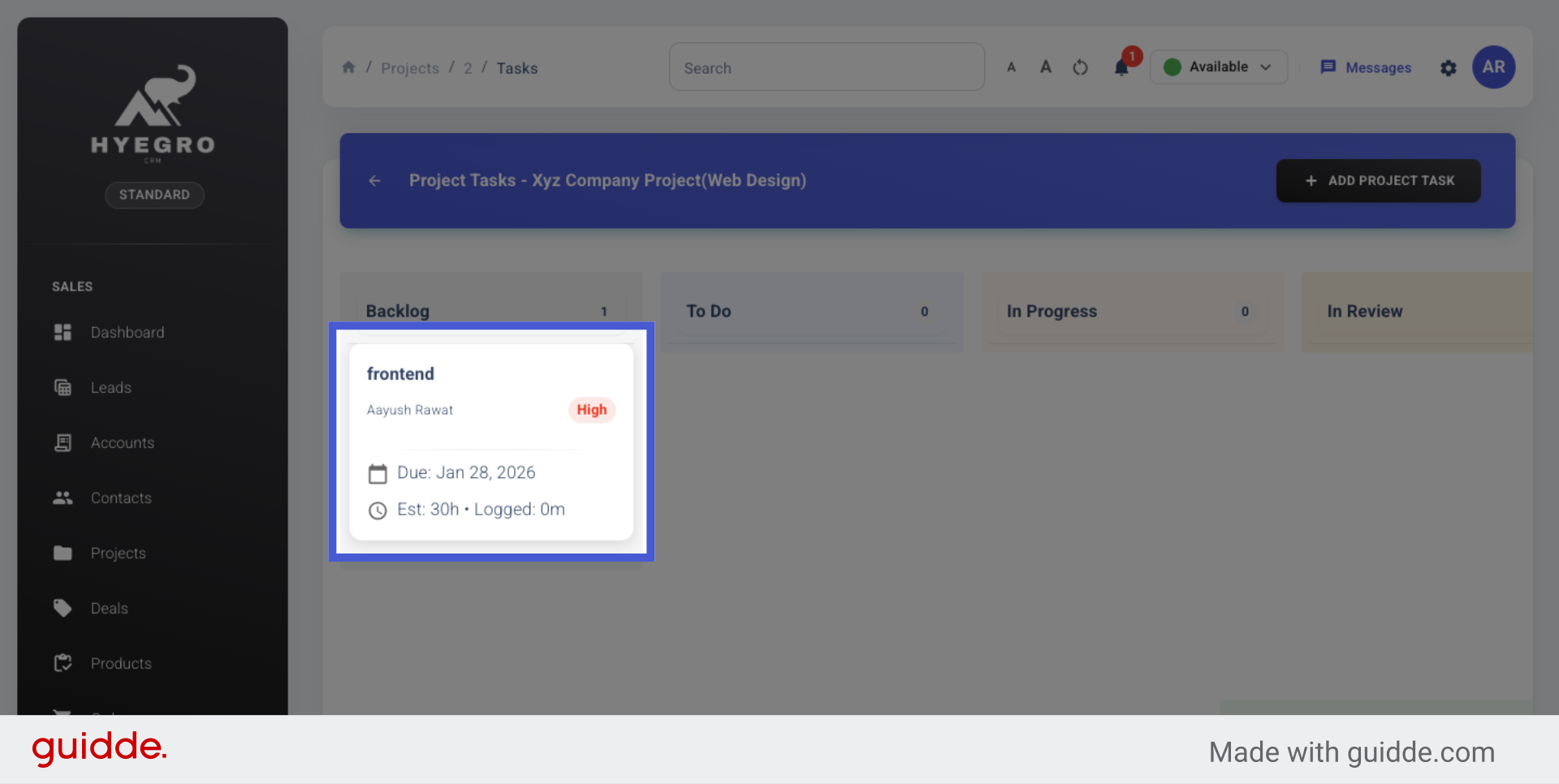 View Created Task Details