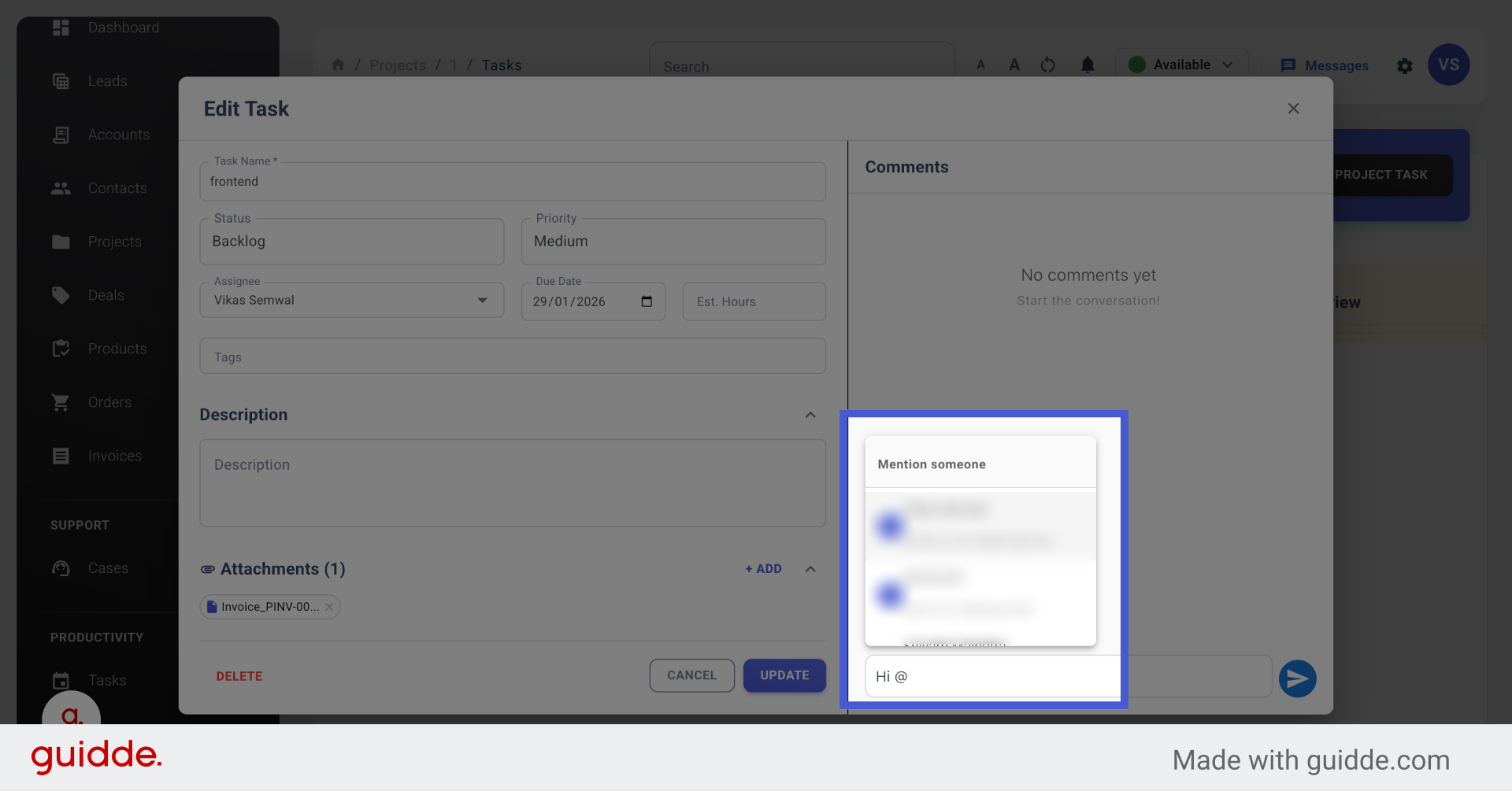 Select Mentioned User