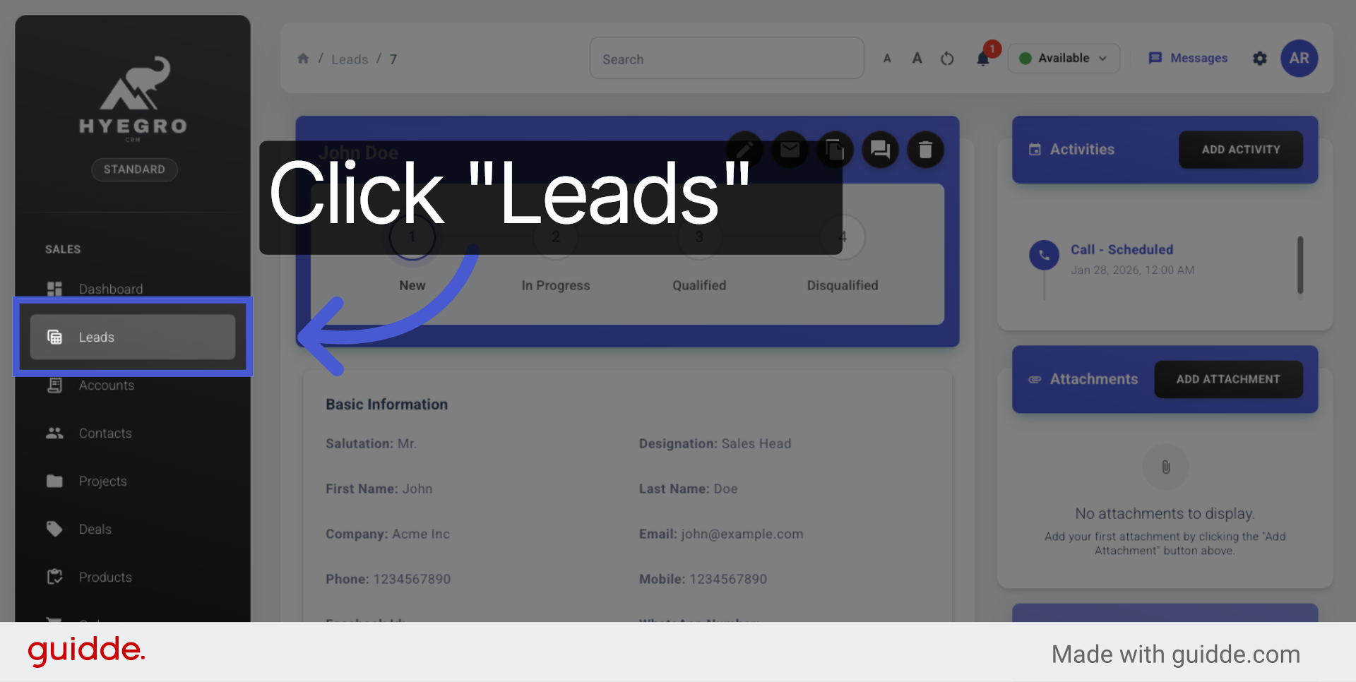 Access Leads Table View