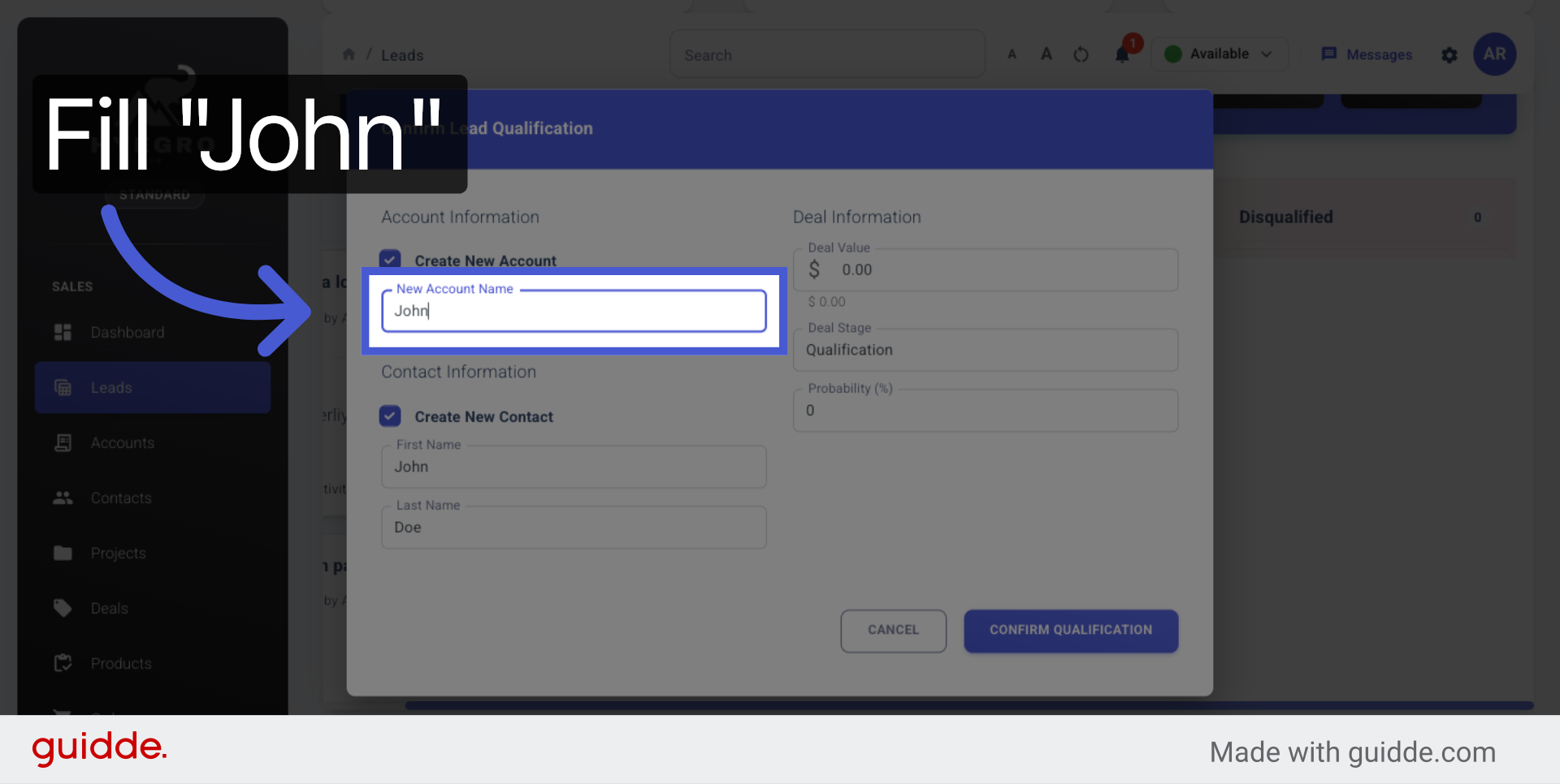 Input Lead First Name