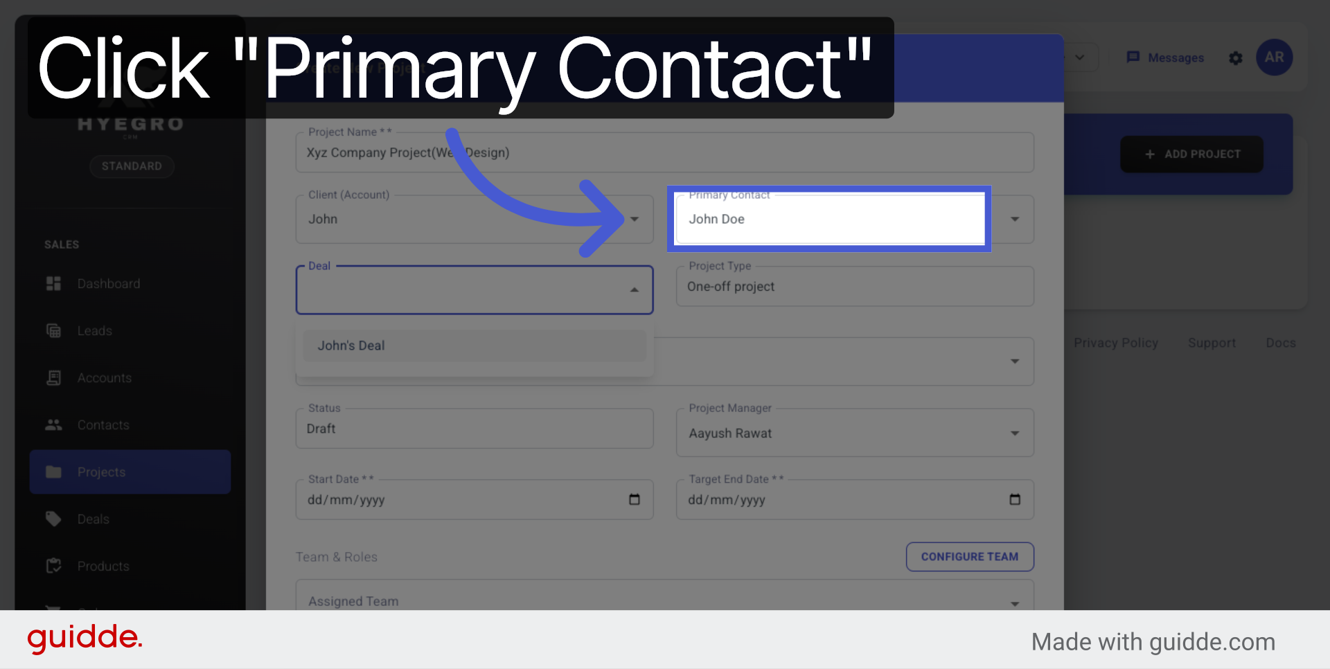 Choose Primary Contact