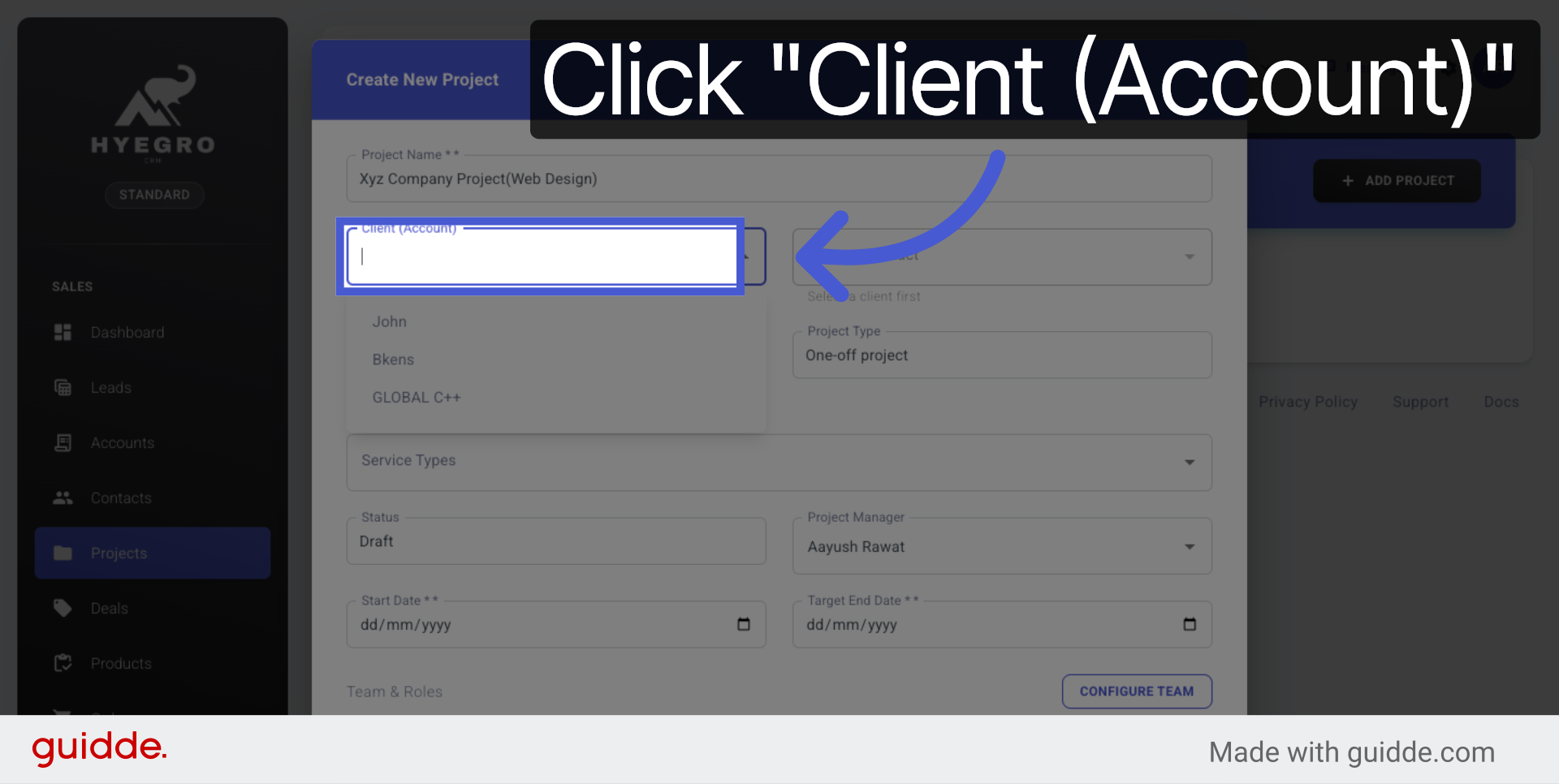 Select Client Account