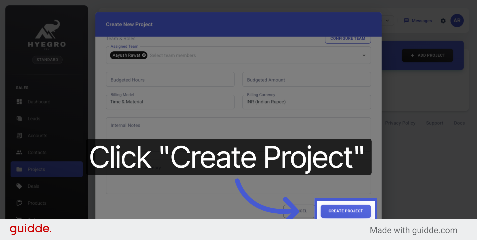 Initiate Project Creation