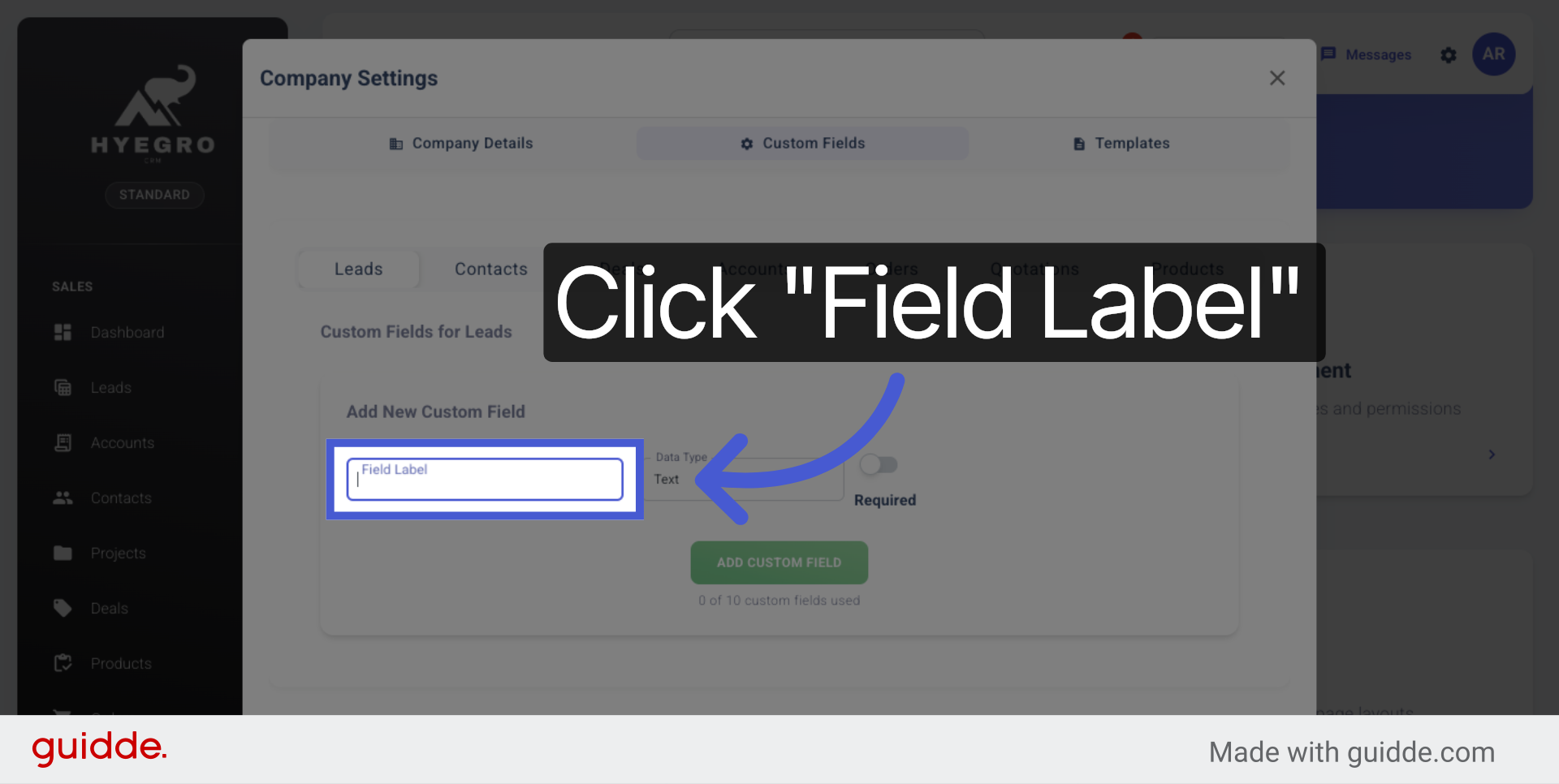 Access Field Label Input