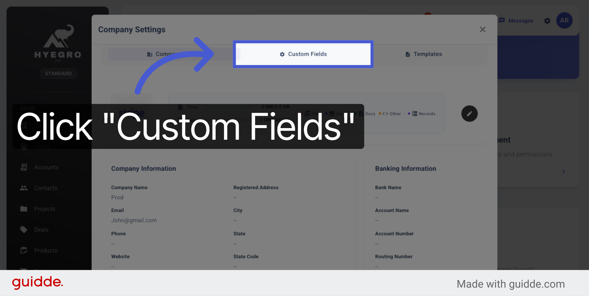Open Custom Fields Section