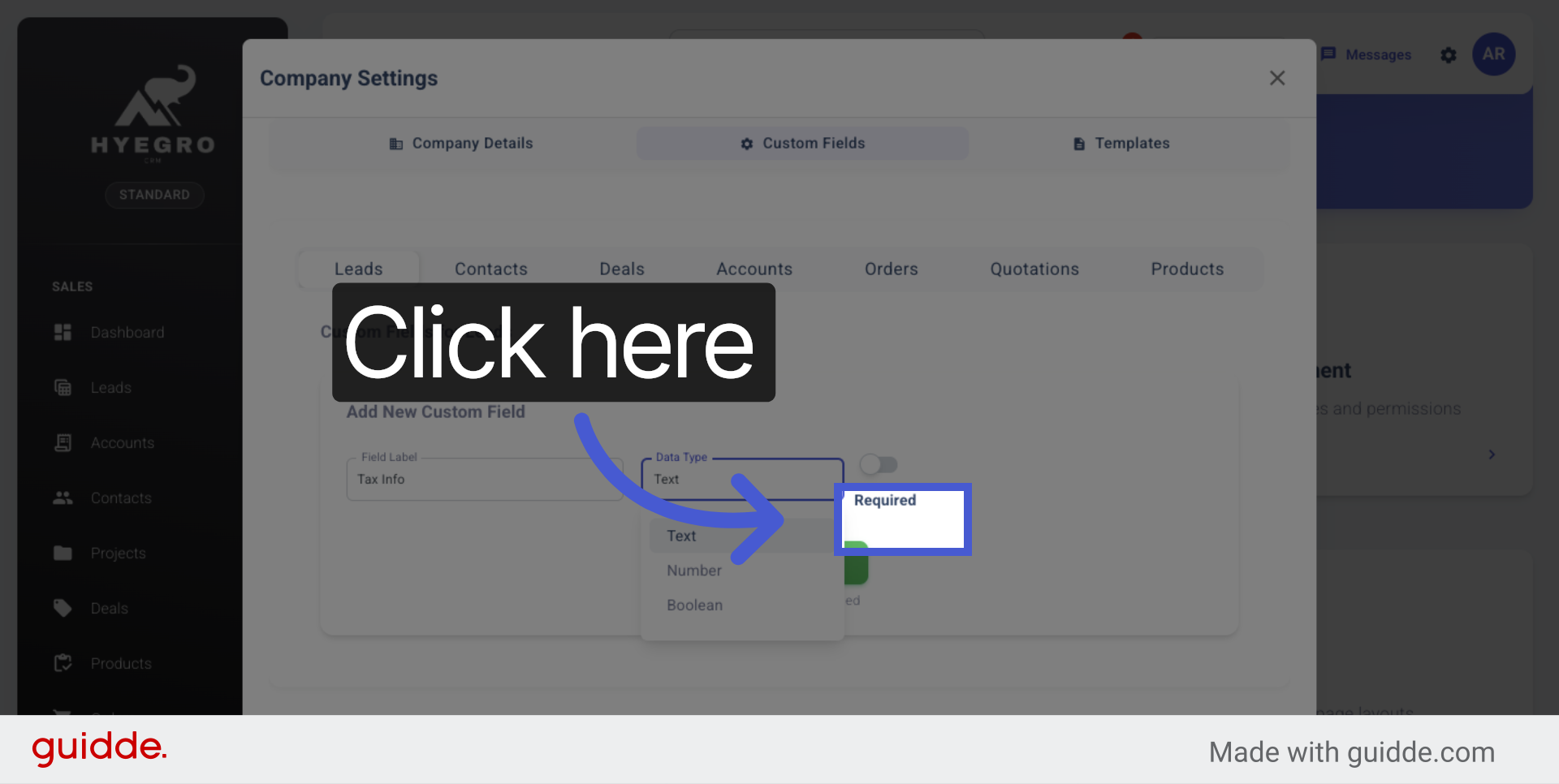 Confirm Field Settings