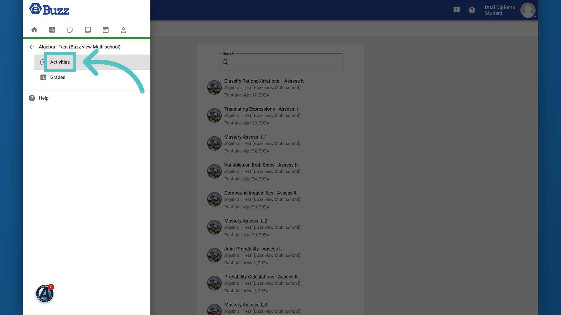 Click 'Activities'