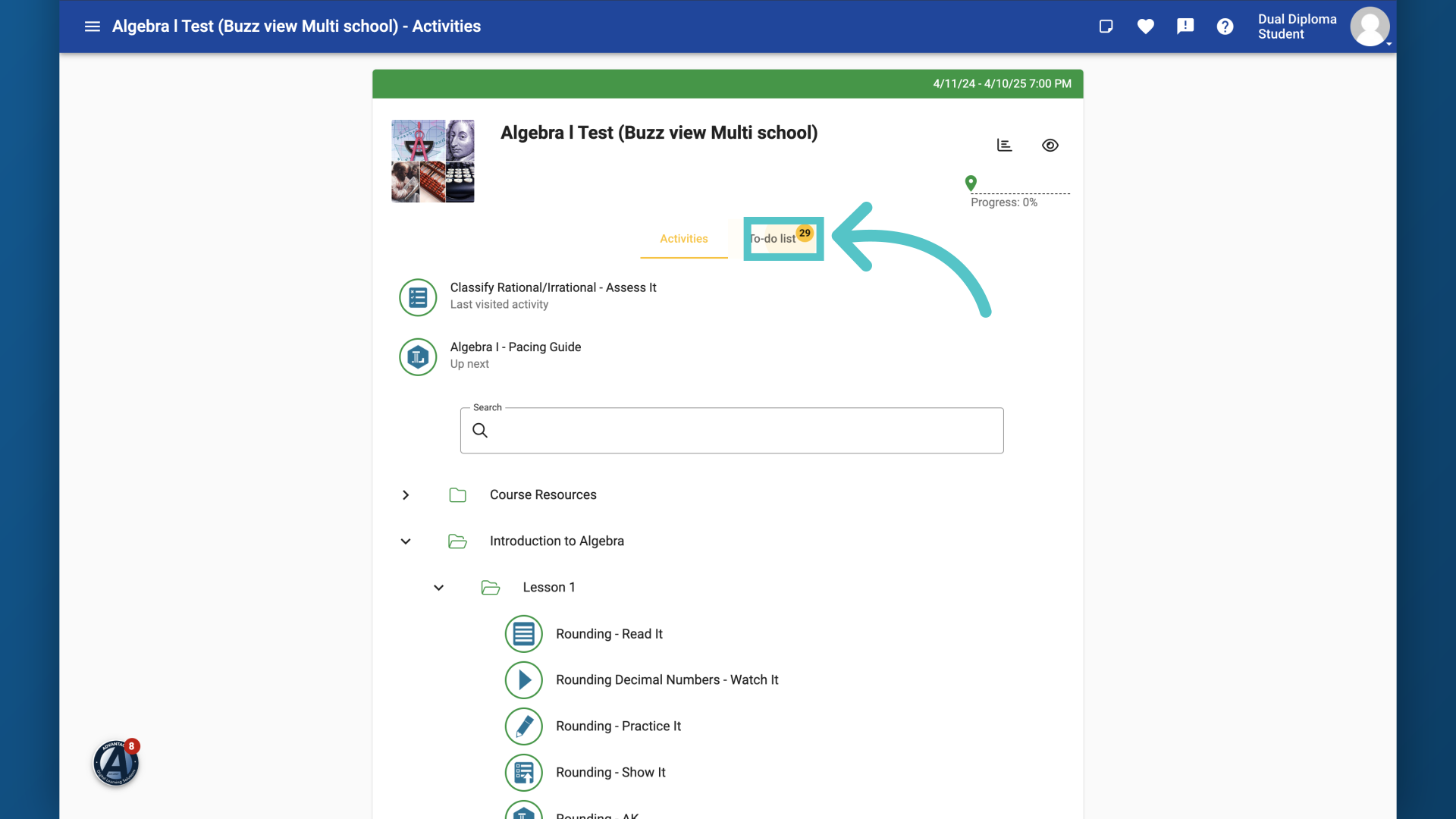 View your course To-Do list