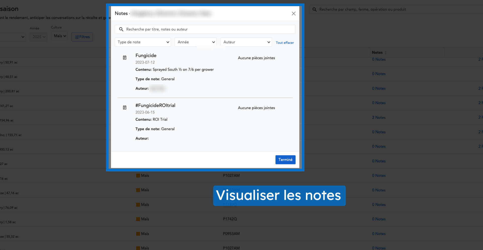 Visualiser les notes