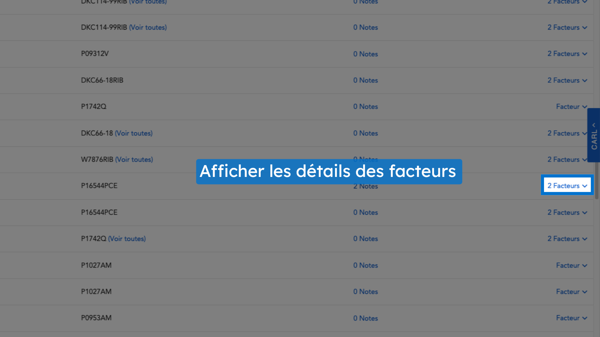Afficher les détails des facteurs