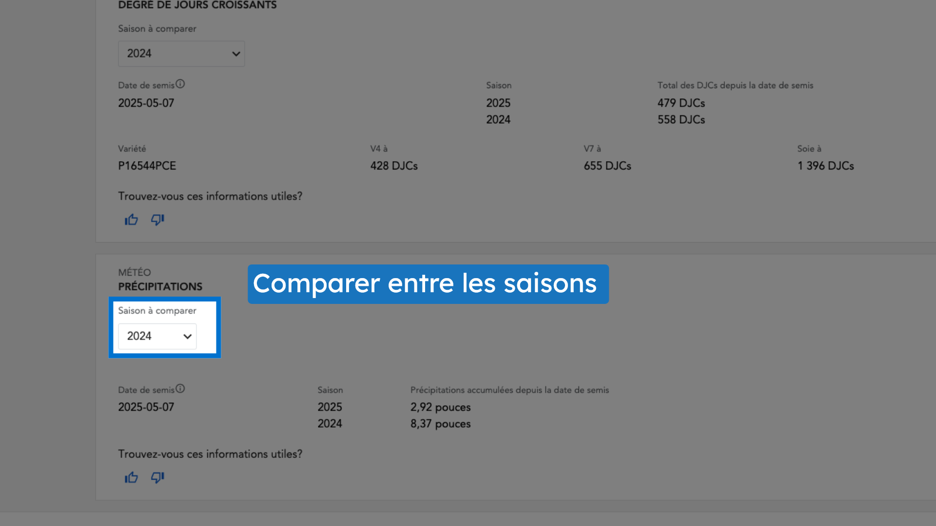Comparer entre les saisons
