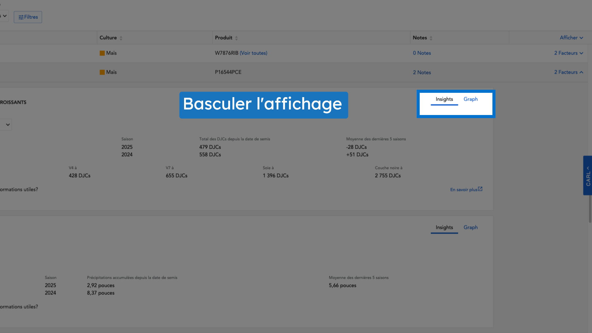 Basculer l'affichage
