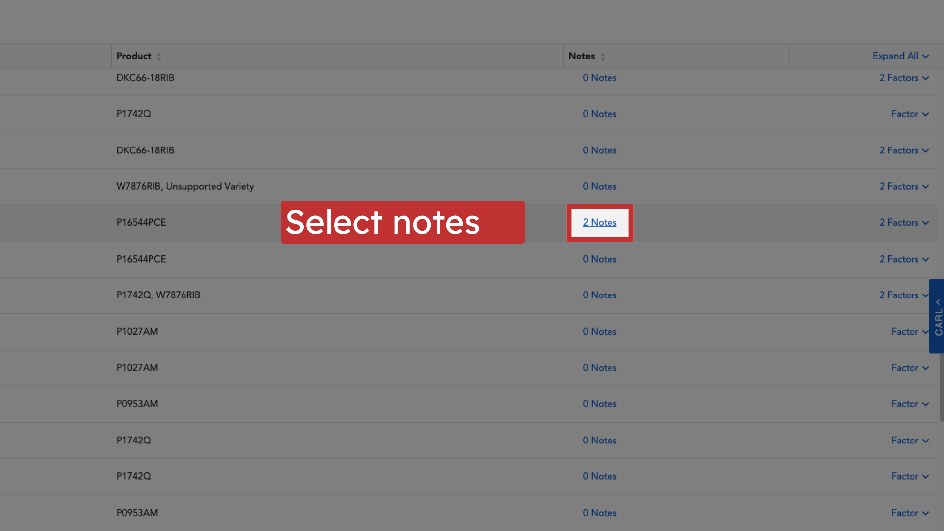 Select notes