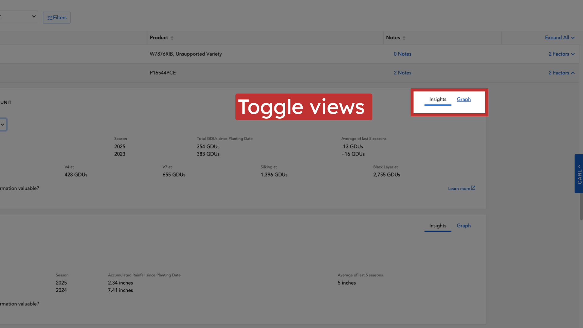 Toggle views