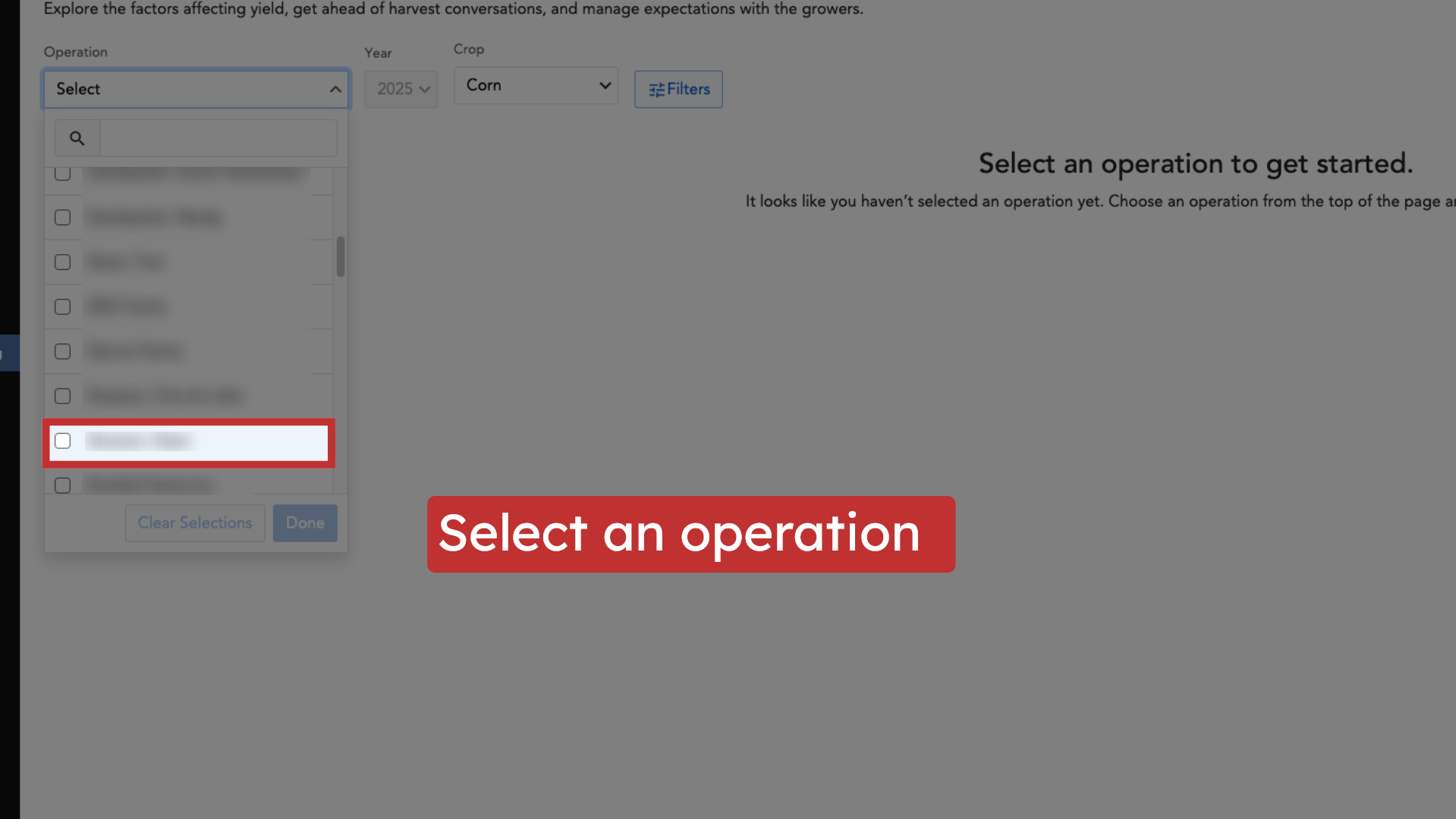 Select an operation