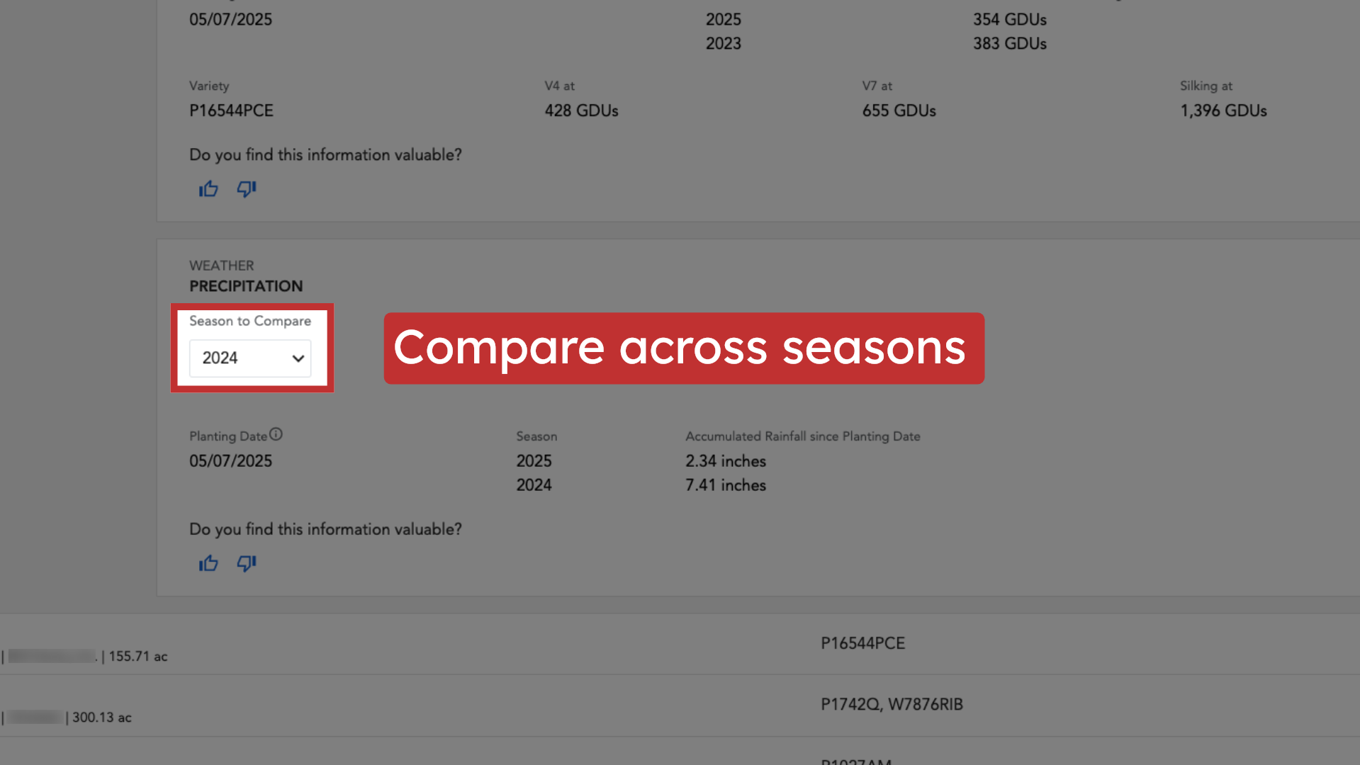 Compare across seasons