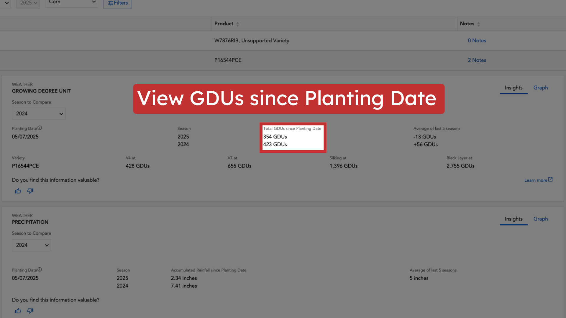 View GDUs since Planting Date