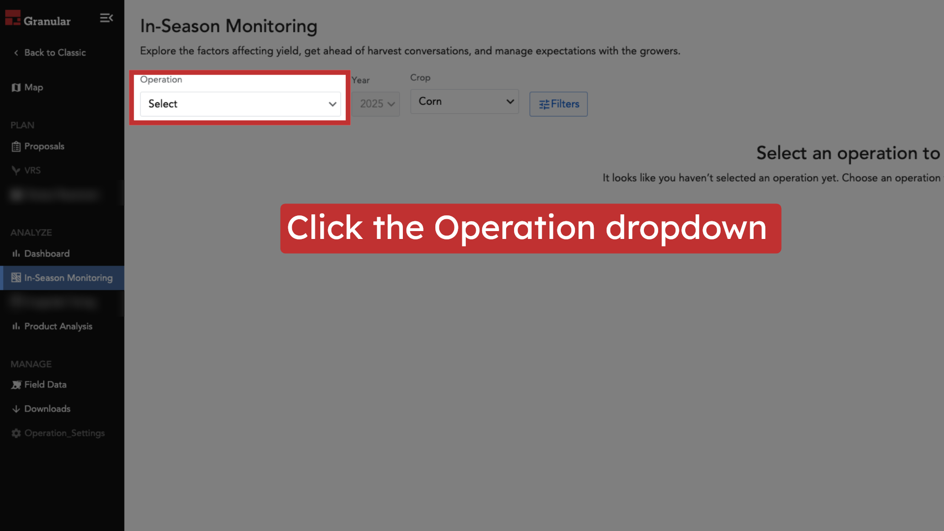 Click the Operation dropdown