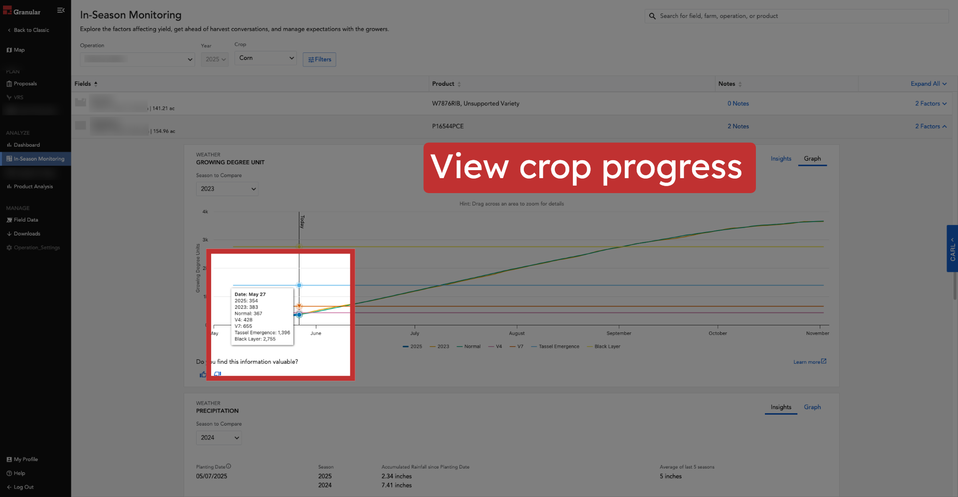 View crop progress