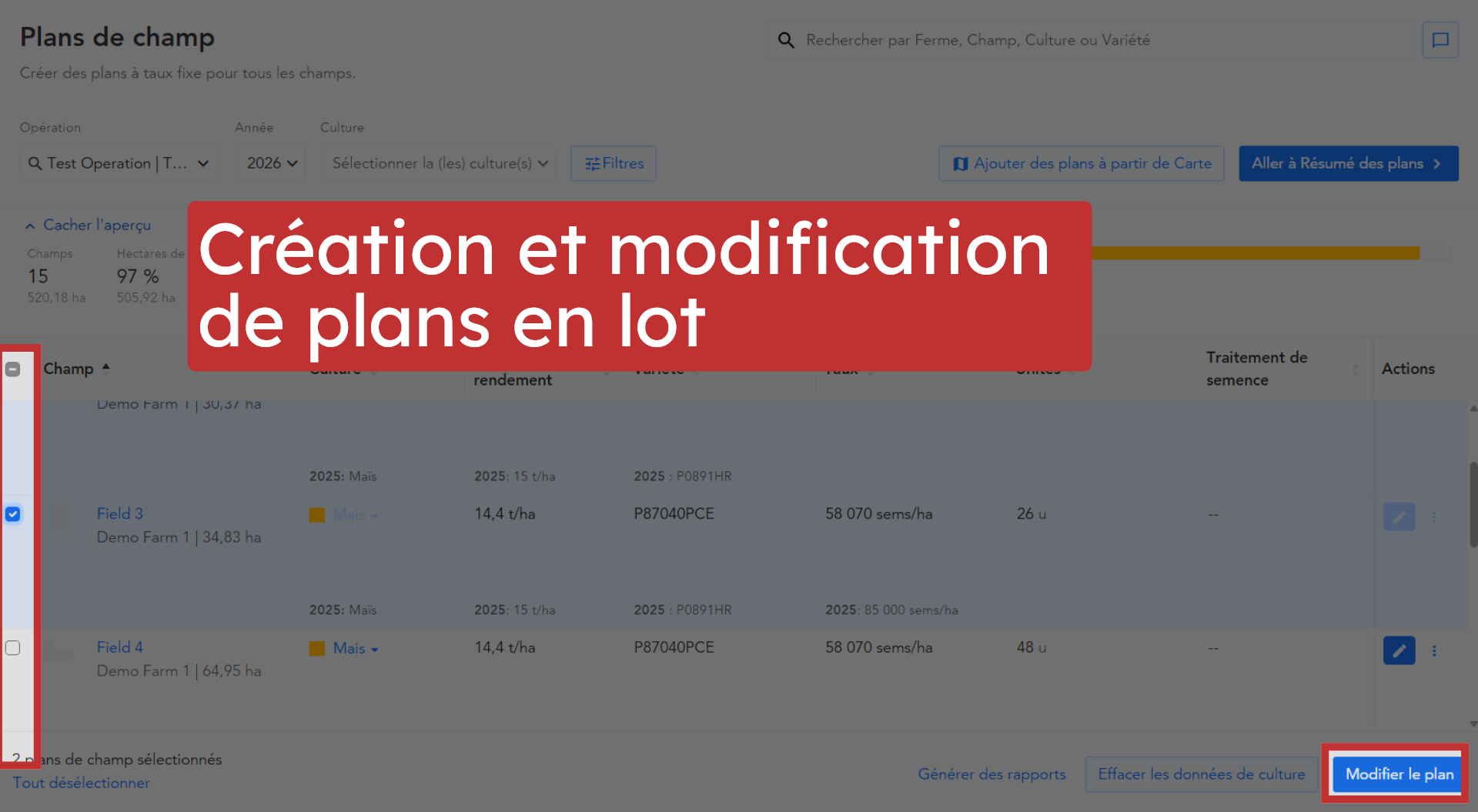Création et modification de plans en lot