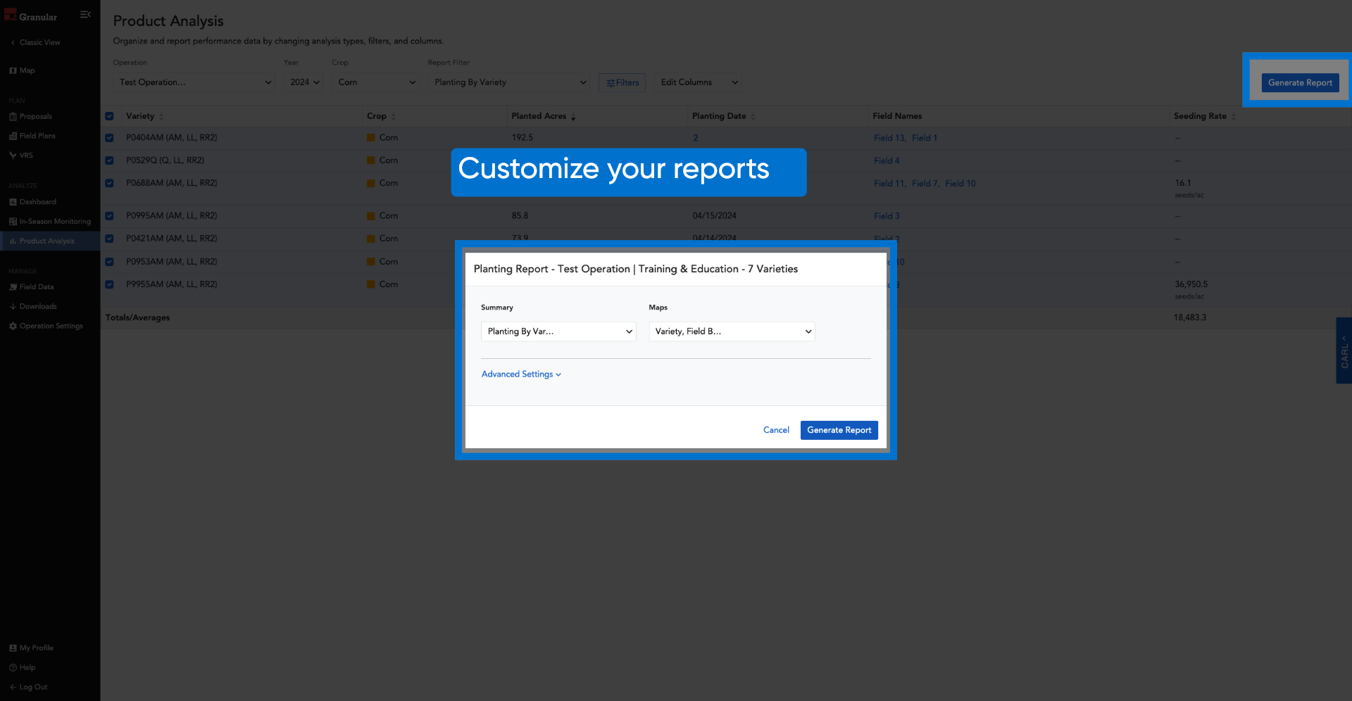 Generate reports