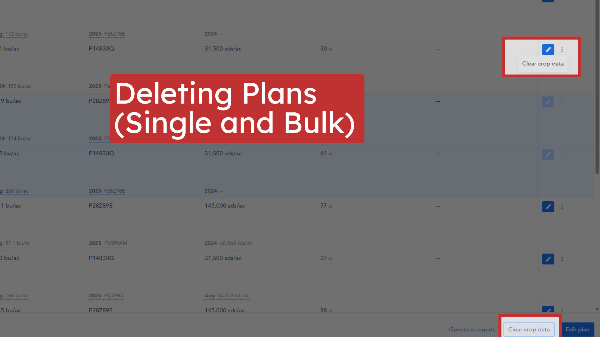 Deleting Plans (Single and Bulk)