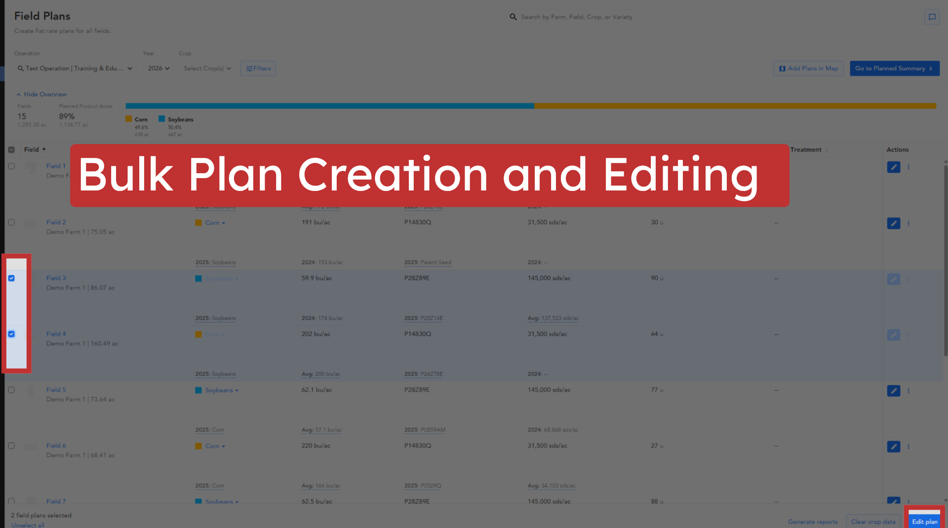 Bulk Plan Creation and Editing