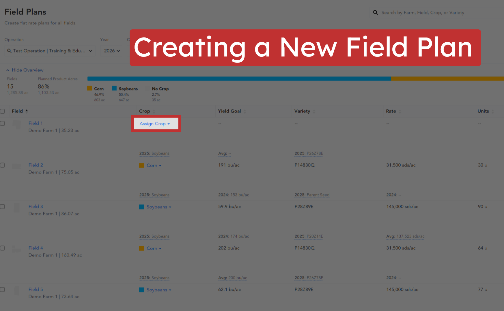 Creating a New Field Plan