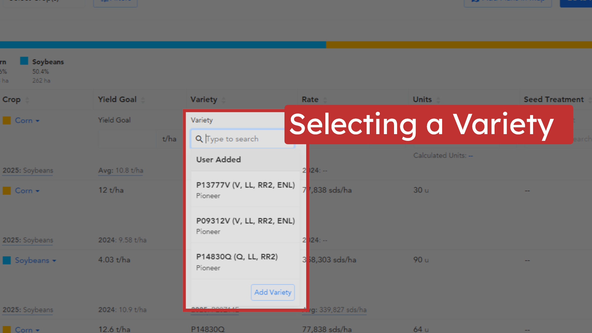Selecting a Variety