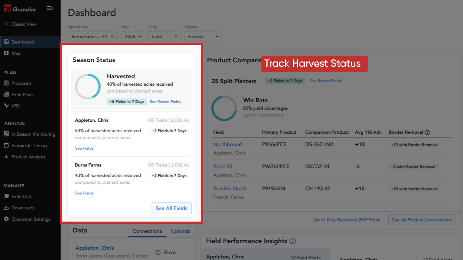 Track Harvest Status