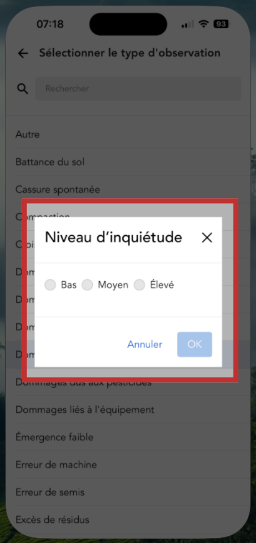 Choisir un niveau d'inquiétude