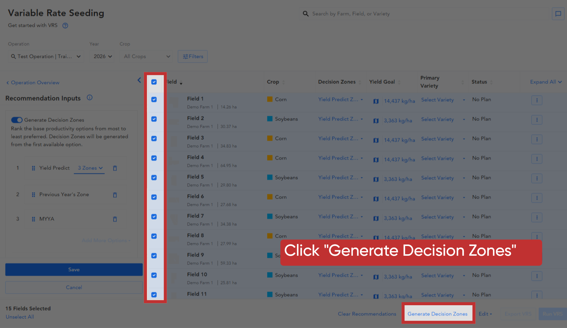 Generate Decision Zones