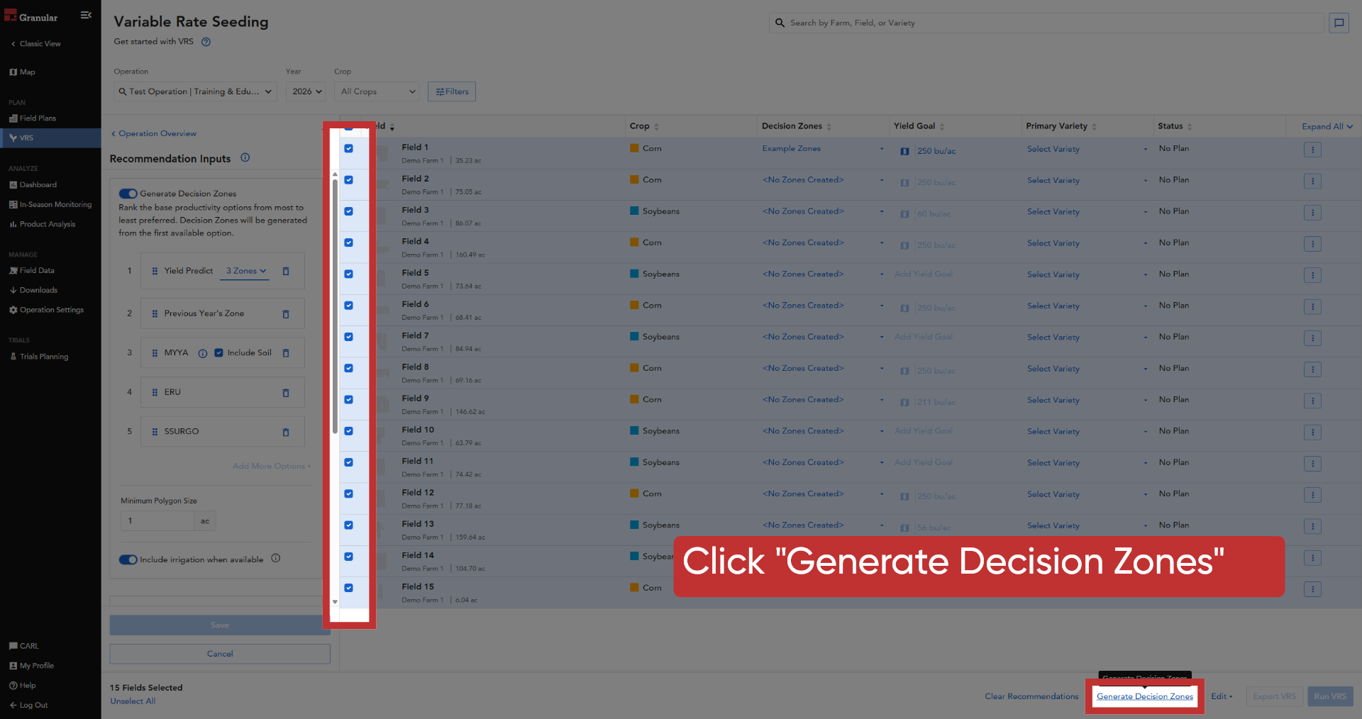 Generate Decision Zones