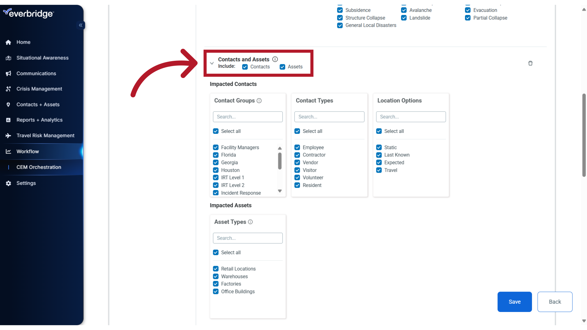 Contacts and Assets